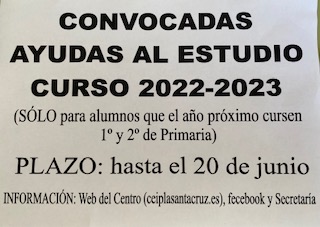 AYUDAS AL ESTUDIO  2022-23 Para 1º y 2º