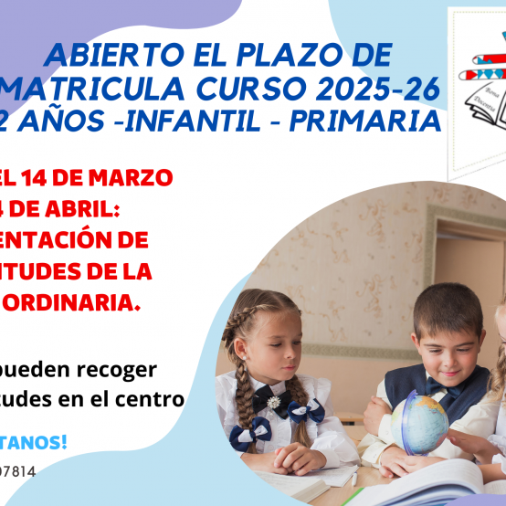 ADMISION 2 AÑOS – INFANTIL – PRIMARIA CURSO 2025-26